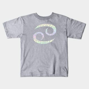 Cancer Zodiac Horoscope Symbol in Pastel Rainbow Leopard Print Kids T-Shirt